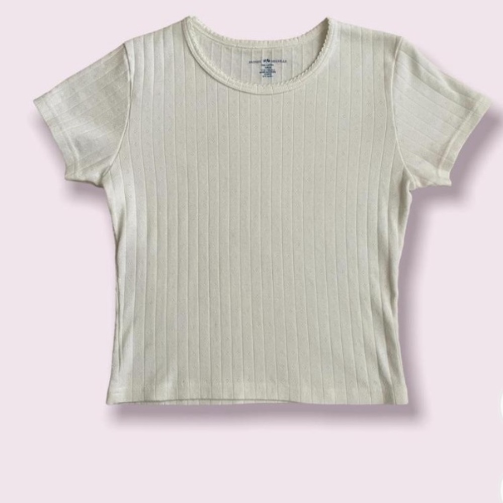 RARE Brandy Melville White Ashlyn Pointelle Eyelet Top